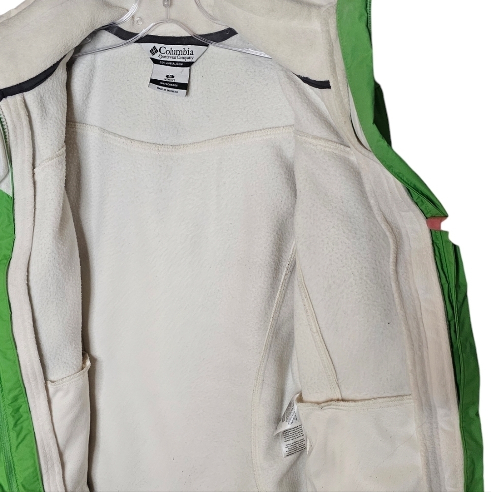 Columbia 3-in-1 Green Waterproof Ski Jacket Cream Fleece Inner Jacket womens med - Picture 4 of 16